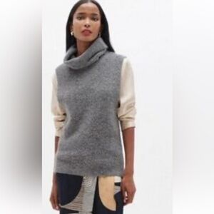 Community Wool and Yak Taupe Cowl Sweater Vest